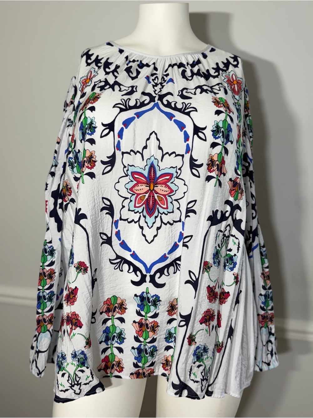 Lane Bryant Floral Peasant Top; 28W